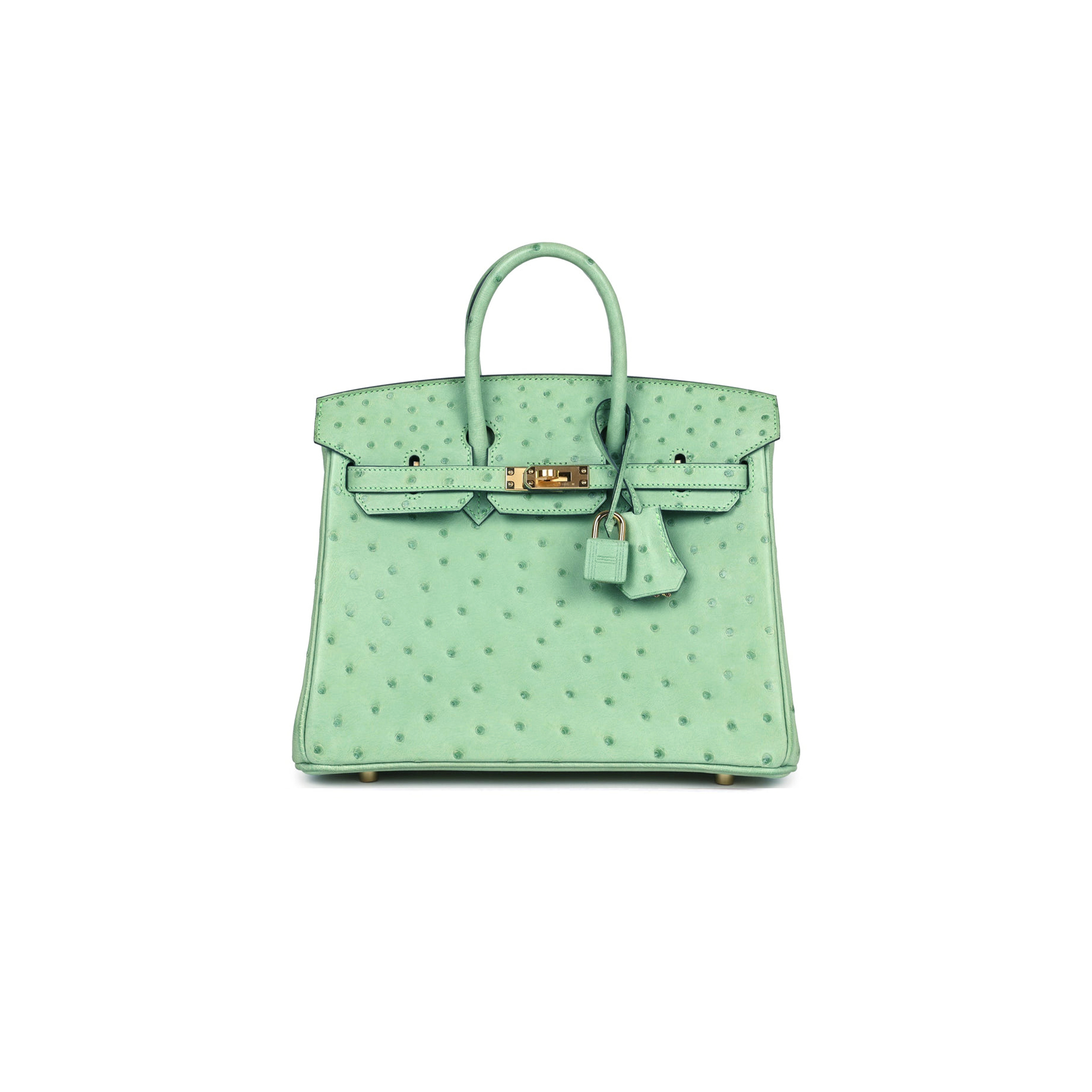 H**mes master birkin 30 ostrich leather mint green gold buckle h041933ck74 (30*22*16cm)